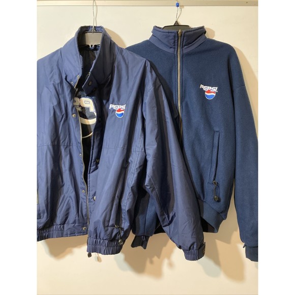 Vintage Pepsi Cola Two In One Coat Jacket With Inner Fleece Men’s Large Blue
